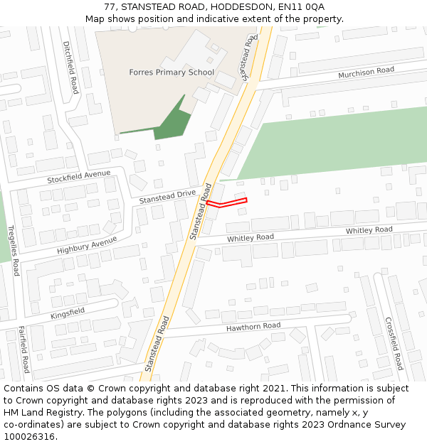 77, STANSTEAD ROAD, HODDESDON, EN11 0QA: Location map and indicative extent of plot