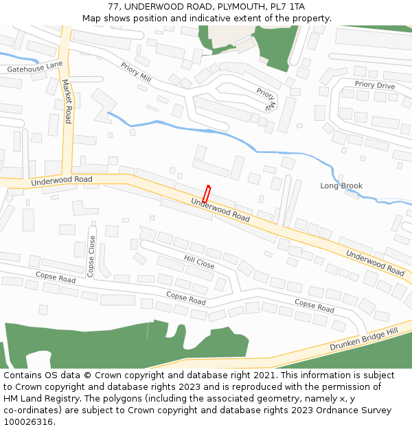 77, UNDERWOOD ROAD, PLYMOUTH, PL7 1TA: Location map and indicative extent of plot