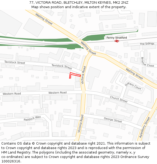 77, VICTORIA ROAD, BLETCHLEY, MILTON KEYNES, MK2 2NZ: Location map and indicative extent of plot