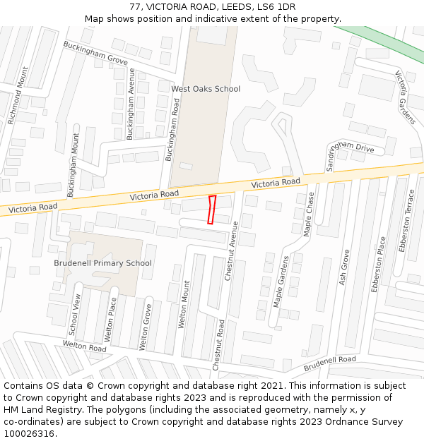 77, VICTORIA ROAD, LEEDS, LS6 1DR: Location map and indicative extent of plot