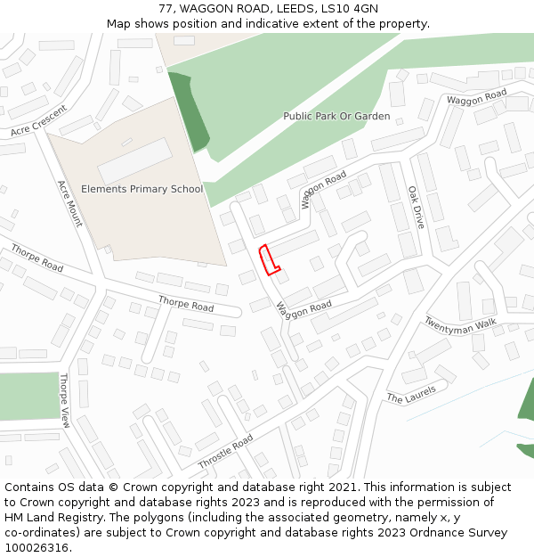 77, WAGGON ROAD, LEEDS, LS10 4GN: Location map and indicative extent of plot