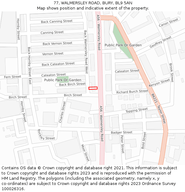 77, WALMERSLEY ROAD, BURY, BL9 5AN: Location map and indicative extent of plot