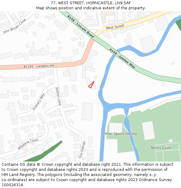 77, WEST STREET, HORNCASTLE, LN9 5AF: Location map and indicative extent of plot