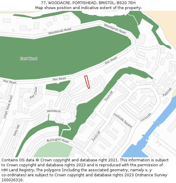 77, WOODACRE, PORTISHEAD, BRISTOL, BS20 7EH: Location map and indicative extent of plot