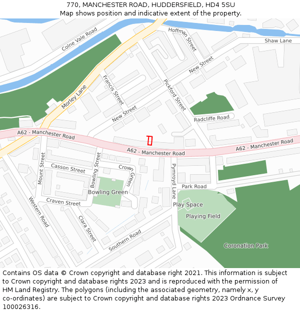 770, MANCHESTER ROAD, HUDDERSFIELD, HD4 5SU: Location map and indicative extent of plot