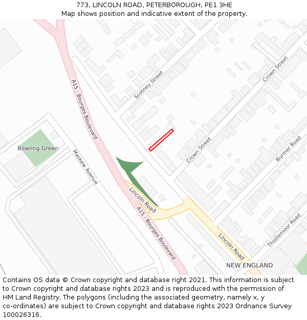 773, LINCOLN ROAD, PETERBOROUGH, PE1 3HE: Location map and indicative extent of plot