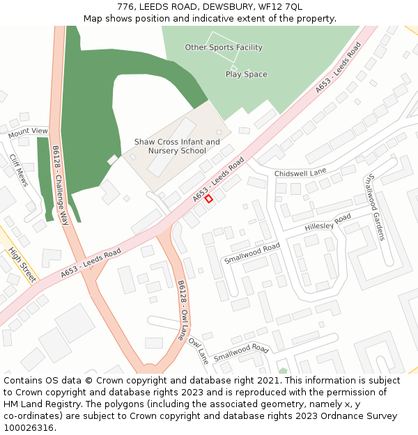 776, LEEDS ROAD, DEWSBURY, WF12 7QL: Location map and indicative extent of plot