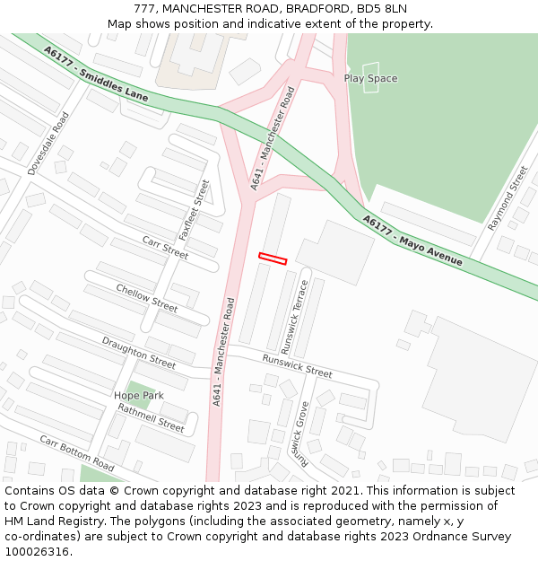 777, MANCHESTER ROAD, BRADFORD, BD5 8LN: Location map and indicative extent of plot