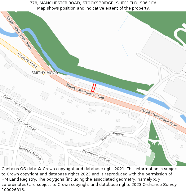 778, MANCHESTER ROAD, STOCKSBRIDGE, SHEFFIELD, S36 1EA: Location map and indicative extent of plot