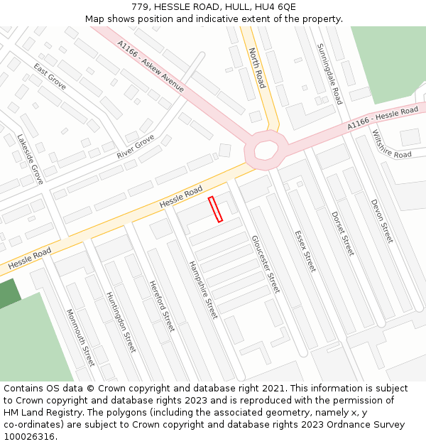 779, HESSLE ROAD, HULL, HU4 6QE: Location map and indicative extent of plot