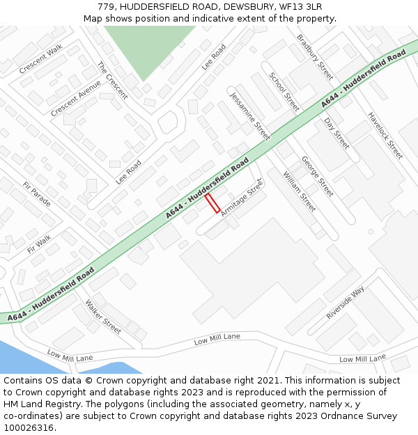 779, HUDDERSFIELD ROAD, DEWSBURY, WF13 3LR: Location map and indicative extent of plot