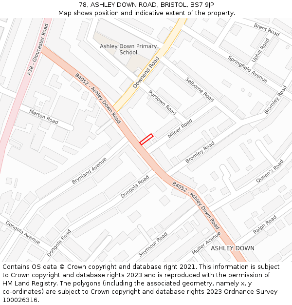 78, ASHLEY DOWN ROAD, BRISTOL, BS7 9JP: Location map and indicative extent of plot