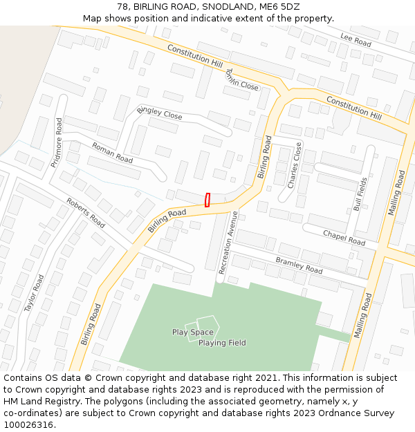 78, BIRLING ROAD, SNODLAND, ME6 5DZ: Location map and indicative extent of plot