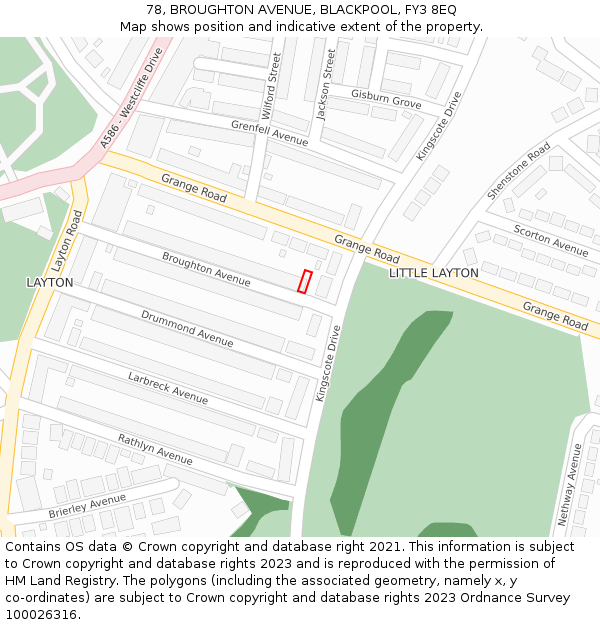 78, BROUGHTON AVENUE, BLACKPOOL, FY3 8EQ: Location map and indicative extent of plot
