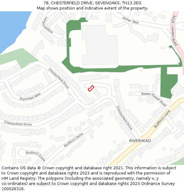78, CHESTERFIELD DRIVE, SEVENOAKS, TN13 2EG: Location map and indicative extent of plot