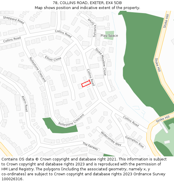 78, COLLINS ROAD, EXETER, EX4 5DB: Location map and indicative extent of plot