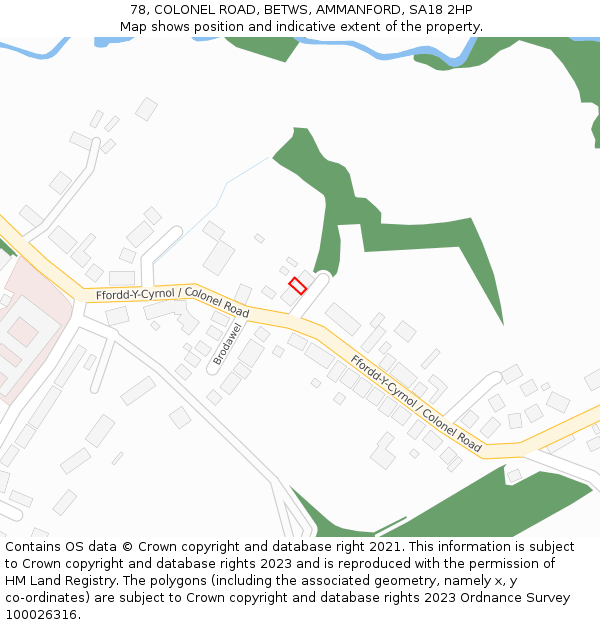 78, COLONEL ROAD, BETWS, AMMANFORD, SA18 2HP: Location map and indicative extent of plot
