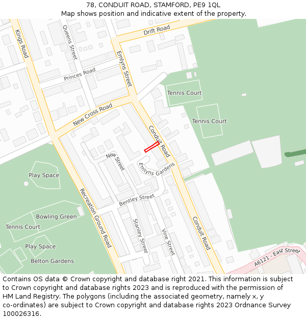 78, CONDUIT ROAD, STAMFORD, PE9 1QL: Location map and indicative extent of plot