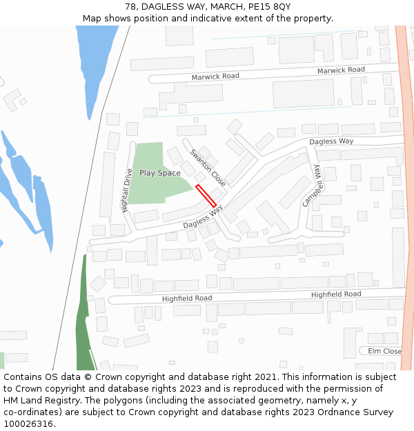 78, DAGLESS WAY, MARCH, PE15 8QY: Location map and indicative extent of plot