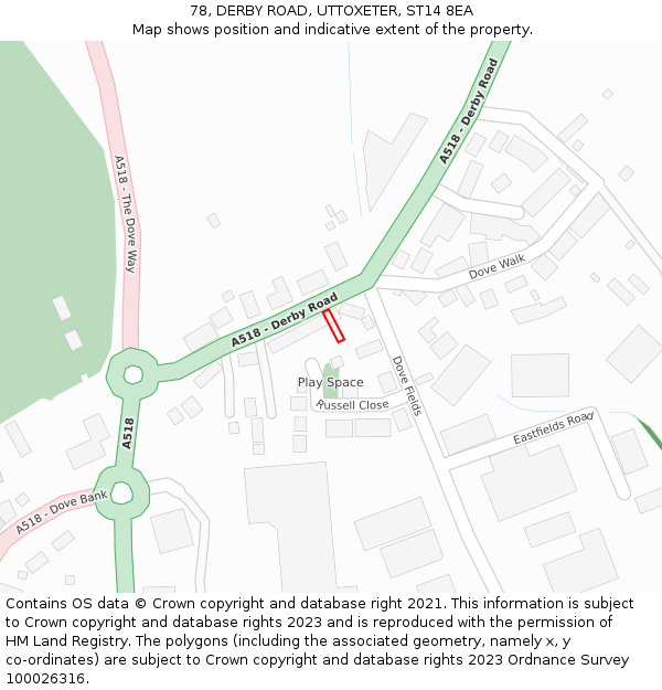 78, DERBY ROAD, UTTOXETER, ST14 8EA: Location map and indicative extent of plot
