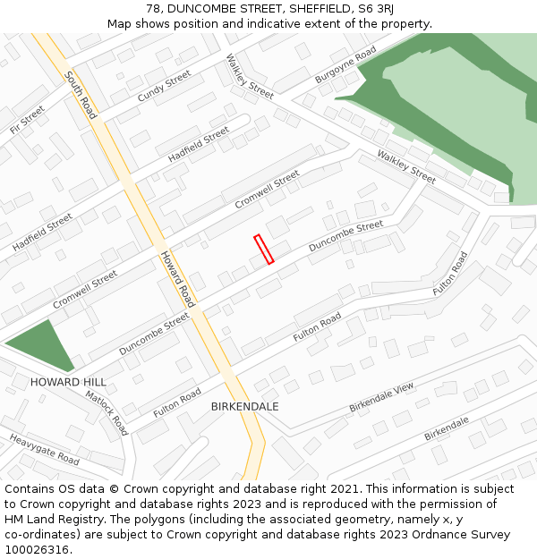 78, DUNCOMBE STREET, SHEFFIELD, S6 3RJ: Location map and indicative extent of plot