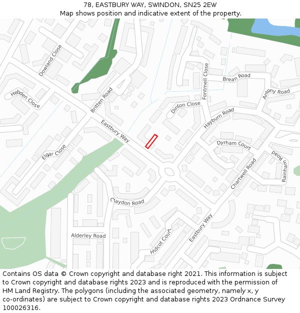 78, EASTBURY WAY, SWINDON, SN25 2EW: Location map and indicative extent of plot