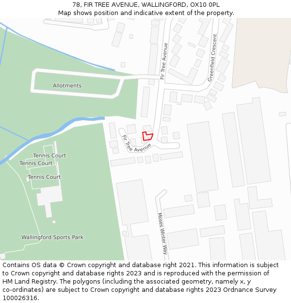 78, FIR TREE AVENUE, WALLINGFORD, OX10 0PL: Location map and indicative extent of plot