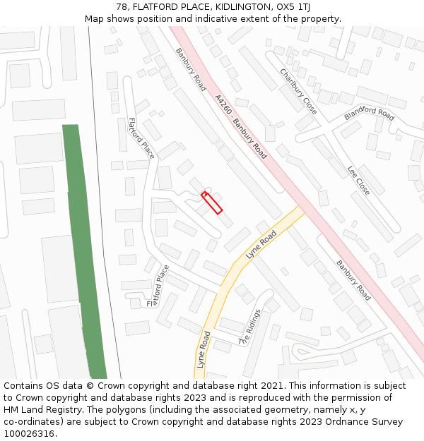 78, FLATFORD PLACE, KIDLINGTON, OX5 1TJ: Location map and indicative extent of plot