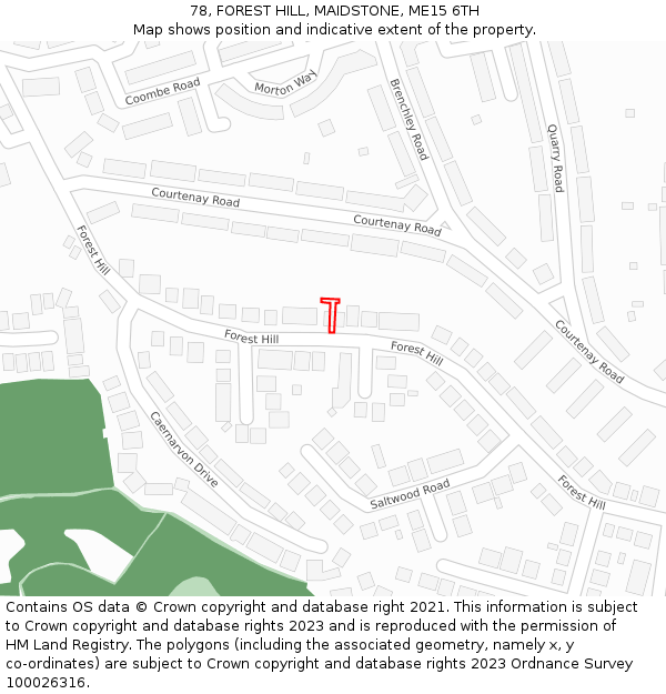 78, FOREST HILL, MAIDSTONE, ME15 6TH: Location map and indicative extent of plot