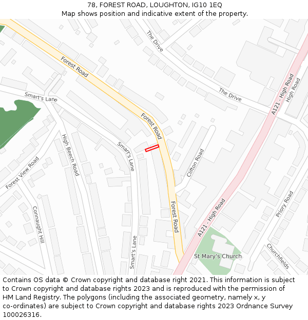 78, FOREST ROAD, LOUGHTON, IG10 1EQ: Location map and indicative extent of plot