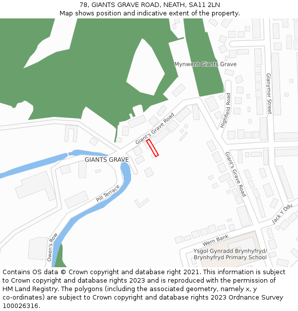 78, GIANTS GRAVE ROAD, NEATH, SA11 2LN: Location map and indicative extent of plot