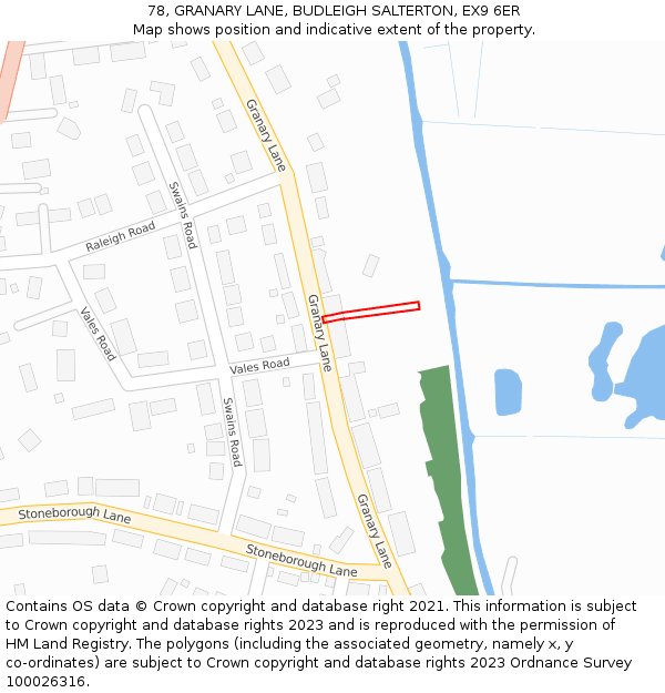 78, GRANARY LANE, BUDLEIGH SALTERTON, EX9 6ER: Location map and indicative extent of plot