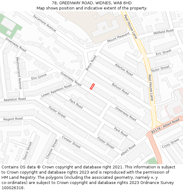 78, GREENWAY ROAD, WIDNES, WA8 6HD: Location map and indicative extent of plot
