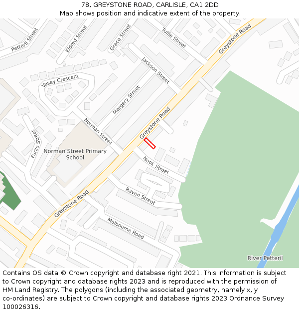 78, GREYSTONE ROAD, CARLISLE, CA1 2DD: Location map and indicative extent of plot