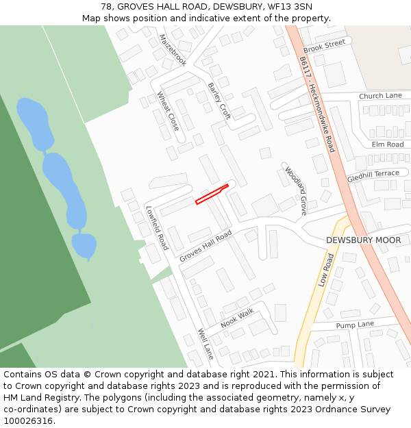 78, GROVES HALL ROAD, DEWSBURY, WF13 3SN: Location map and indicative extent of plot