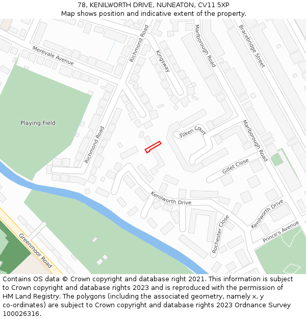 78, KENILWORTH DRIVE, NUNEATON, CV11 5XP: Location map and indicative extent of plot