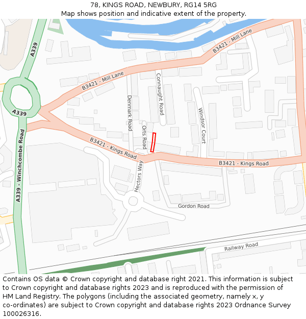 78, KINGS ROAD, NEWBURY, RG14 5RG: Location map and indicative extent of plot