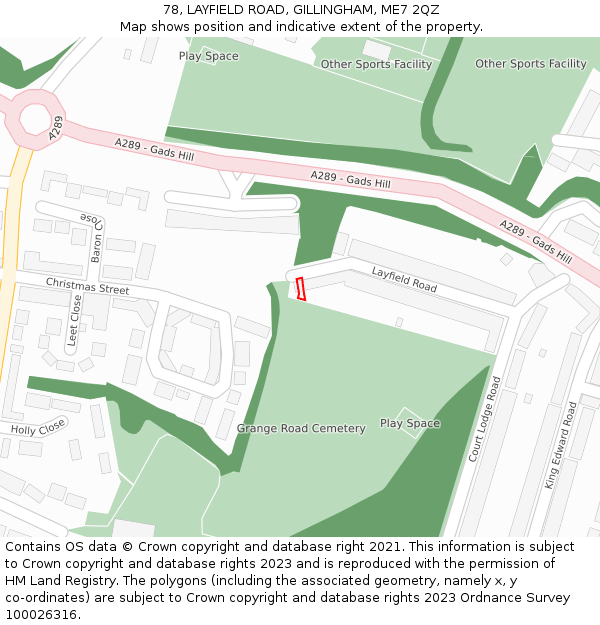 78, LAYFIELD ROAD, GILLINGHAM, ME7 2QZ: Location map and indicative extent of plot