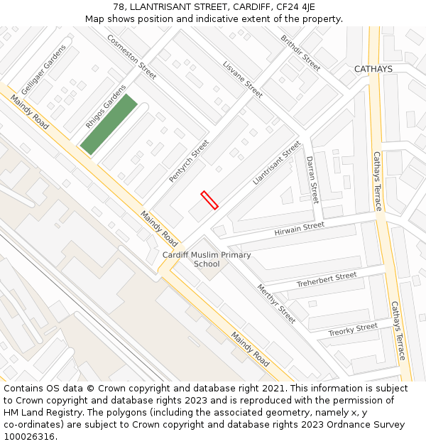 78, LLANTRISANT STREET, CARDIFF, CF24 4JE: Location map and indicative extent of plot