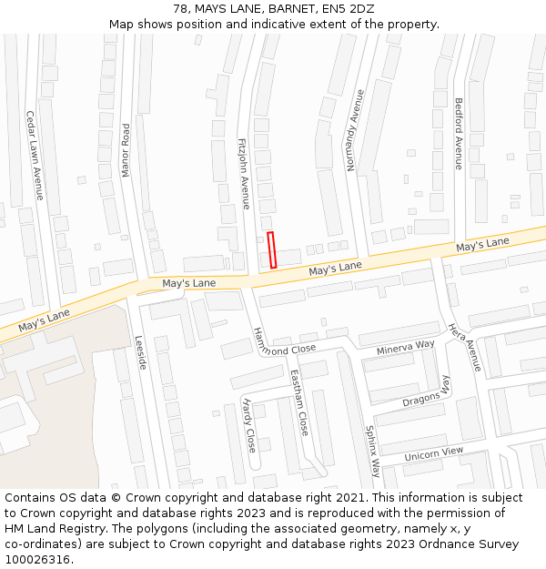 78, MAYS LANE, BARNET, EN5 2DZ: Location map and indicative extent of plot