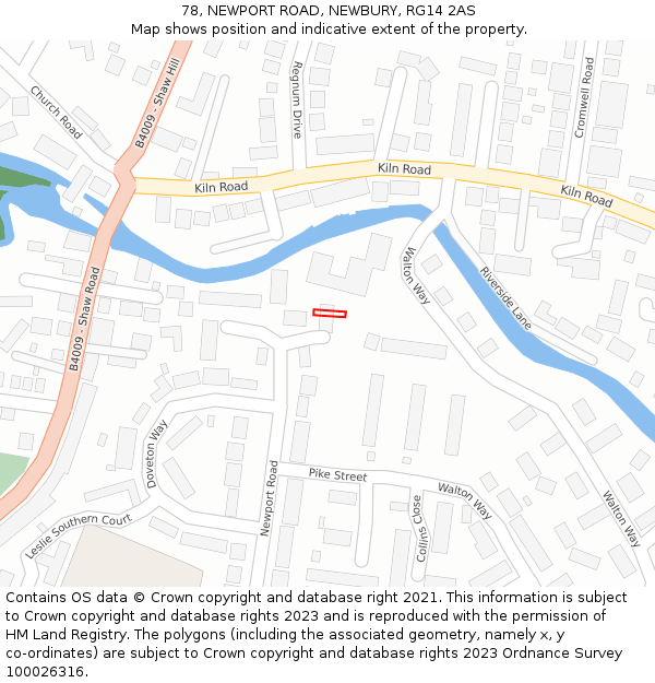 78, NEWPORT ROAD, NEWBURY, RG14 2AS: Location map and indicative extent of plot