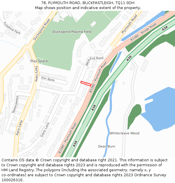 78, PLYMOUTH ROAD, BUCKFASTLEIGH, TQ11 0DH: Location map and indicative extent of plot