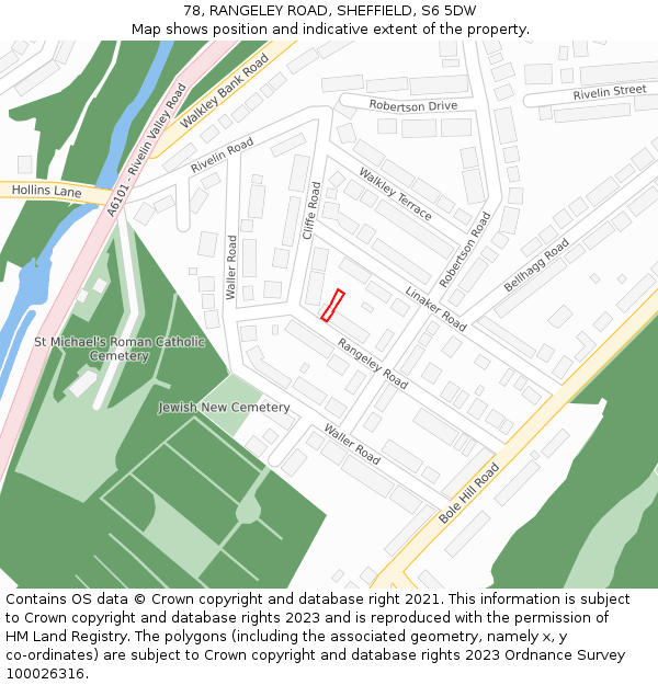 78, RANGELEY ROAD, SHEFFIELD, S6 5DW: Location map and indicative extent of plot