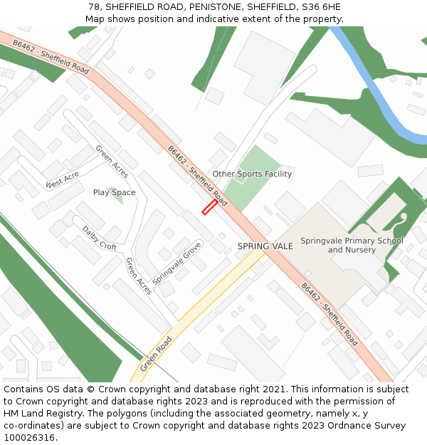 78, SHEFFIELD ROAD, PENISTONE, SHEFFIELD, S36 6HE: Location map and indicative extent of plot