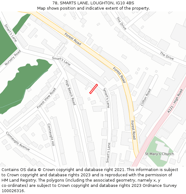 78, SMARTS LANE, LOUGHTON, IG10 4BS: Location map and indicative extent of plot