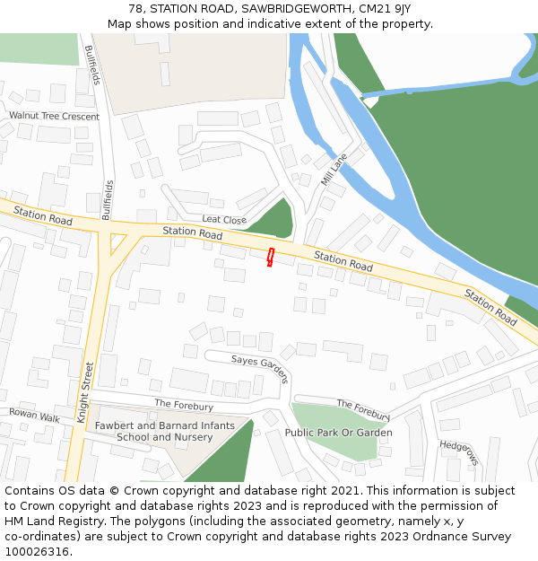 78, STATION ROAD, SAWBRIDGEWORTH, CM21 9JY: Location map and indicative extent of plot