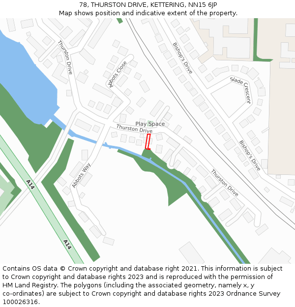 78, THURSTON DRIVE, KETTERING, NN15 6JP: Location map and indicative extent of plot