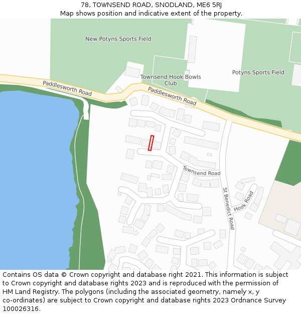 78, TOWNSEND ROAD, SNODLAND, ME6 5RJ: Location map and indicative extent of plot