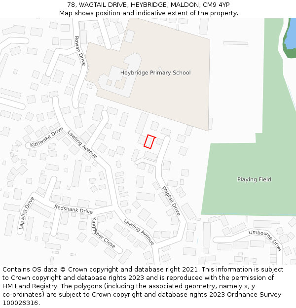 78, WAGTAIL DRIVE, HEYBRIDGE, MALDON, CM9 4YP: Location map and indicative extent of plot