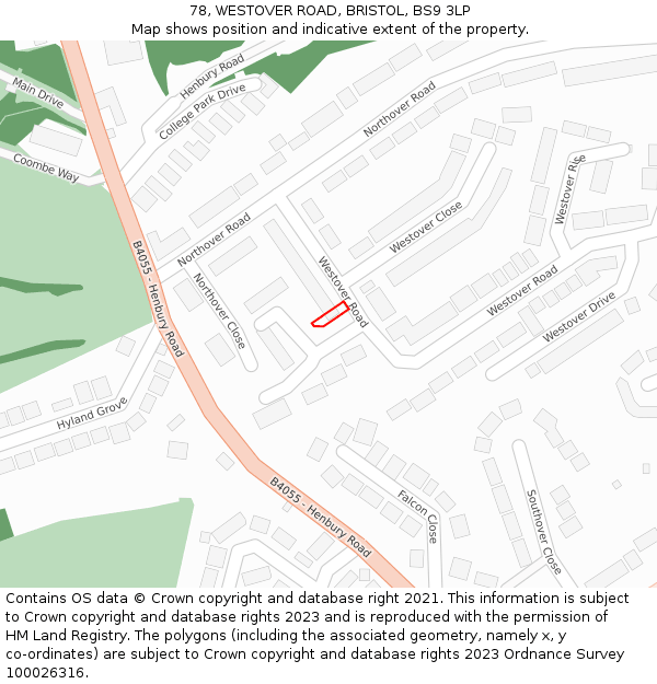 78, WESTOVER ROAD, BRISTOL, BS9 3LP: Location map and indicative extent of plot